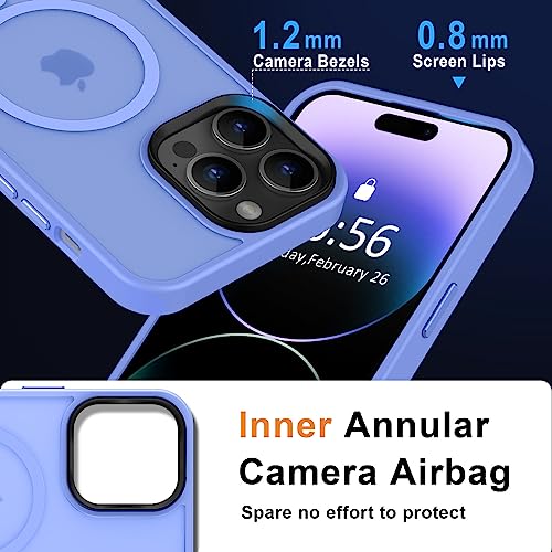 Image of MOCCA Strong Magnetic for iPhone 14 Pro Max Case [Compatible with Magsafe] [10FT Military Grade Protective] Translucent Matte Slim Shockproof Case for iPhone 14 Pro Max 6.7 inch -Blue