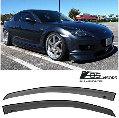 Extreme Online Store for 2003-2012 Mazda RX-8 | EOS Visors JDM Smoke Tinted Side Window Visors Rain Guard Deflectors SE3P RX8 RX 8