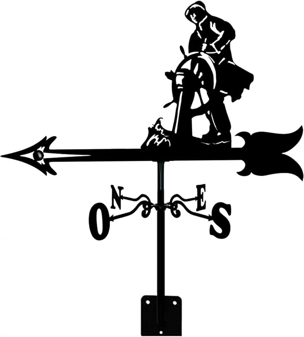 Weathervane, Weather Vane,Traditional Weather Vane Stainless Steel Weathervane Black Spray Paint Wind Direction Indicator, for Outdoor Sheds Roof Barns Decoration Yard Measuring Tool