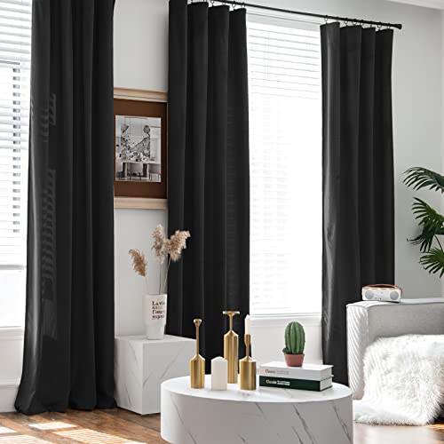 Collact Velvet Curtains 96 Inches Long Blackout Curtains For Living Room Window Treatments Black Out Curtainsthermal Insulated Curtains Super Soft Luxury Drapes For Bedroom Rod Pocket 2 Panels Black #TOP10