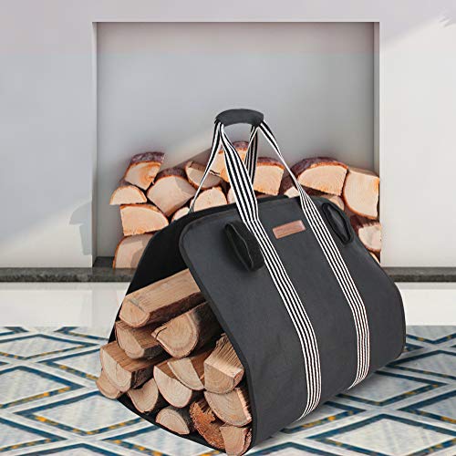 MyFirePlaceDirect Bolsa carregadora de madeira pesada de madeira, tecido de lona Oxford dobrável com