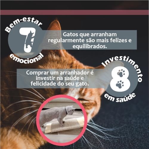 Arranhador para Gatos, Corda Sisal Substituível, Controla Estresse, Afia Garras, Durável, Atóxico, P