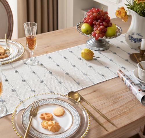 Image of Premium Boho Cotton Table Runner for 4 6 Seater Dining Table |Center Table |Coffee Table|Dining Table|Eating Area|Table Decor(14*72 INCHES)| Grey DH|SZPR 036