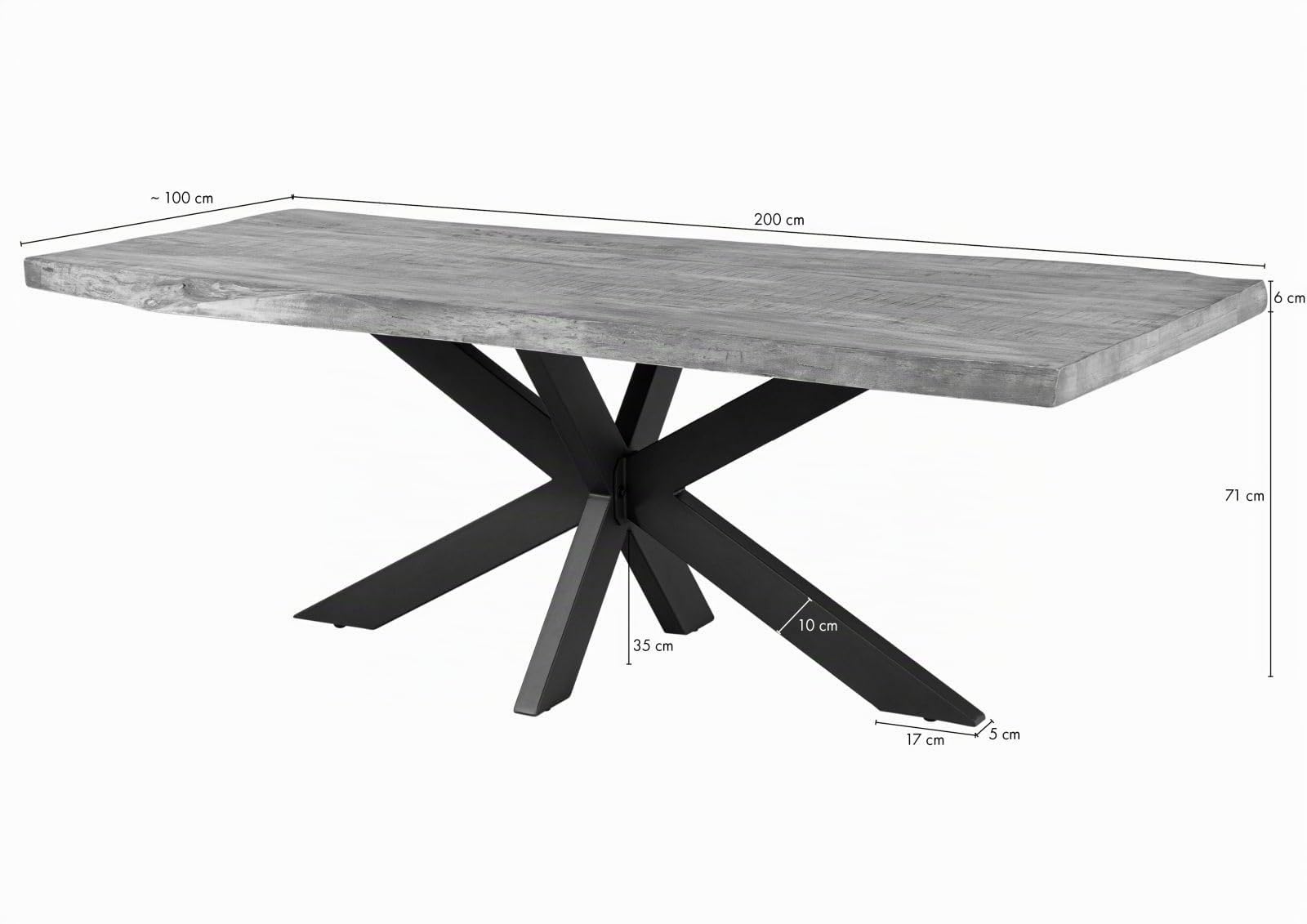 MASSIVMOEBEL24.DE Tavolo da Pranzo Mango Beige Laccato Freeform