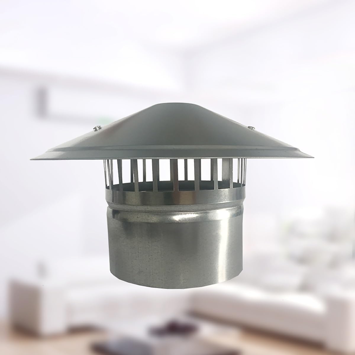Stainless Steel Chimney Cap 150mm Round Rain Cover Silver Flue Pipe Topper Weatherproof Exhaust Pipe Protector for Wood Stove and Fireplace