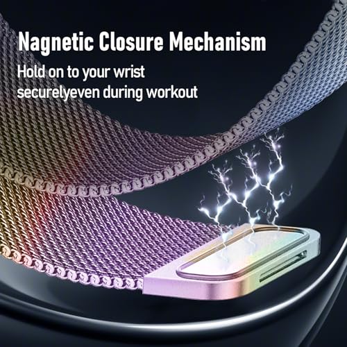 MYAPULUA Milanese Loop for Google Pixel Watch 3, 41mm Band for Pixel Watch 4/3/2/1 Women/Men, Stainless Steel Metal Mesh Strap Clasp Replacement Wristband Bracelet Correa, Rainbow by MYAPULUA - Used condition - Image 4
