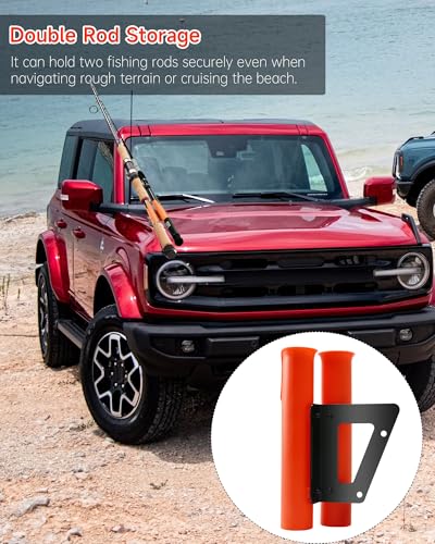 Fishing Rod Holder Kit, Fit for 2021+ Ford Bronco 2/4 Door, Off-Road Stainless Steel Dual Fishing Rod Kit