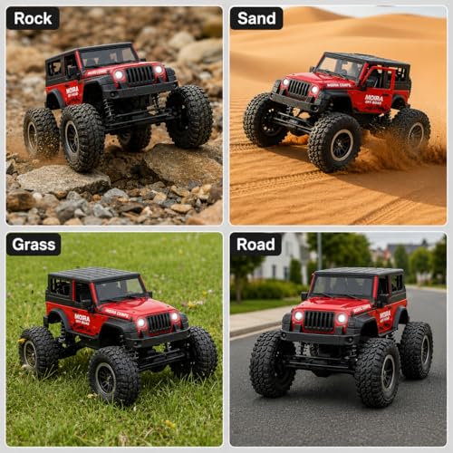 Image of Royal Cellar Defender Climbing Remote Control Car, 1:18 RC Monster Truck 2WD with Dual Spray Smoke, LED Lights, 2.4GHz Long Range, Alloy Body Off Road Car, Type C Rechargeable (Thar Ro)