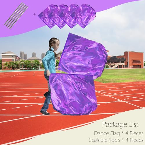 4 Pcs Set 32 inch Praise Dance Worship Flags with Scalable Rod for Adult Outdoor Practice Performance Semicircle Praise Church Flags for Worship Dance Purple by Wuchieal - Image 7