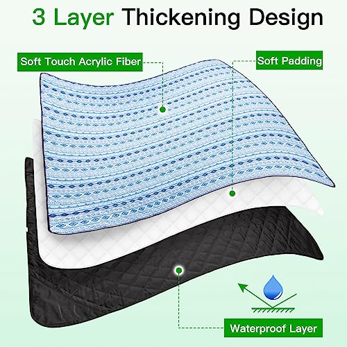Extra-Large79-x-83-Picnic-Blanket-3-Layer-Thicking-Outdoor-Camping-Blanket-Machine-Washable-Beach-Blanket-Waterproof-and-Wear-Resistant-Soft-and-ComfortableBoho-Blue
