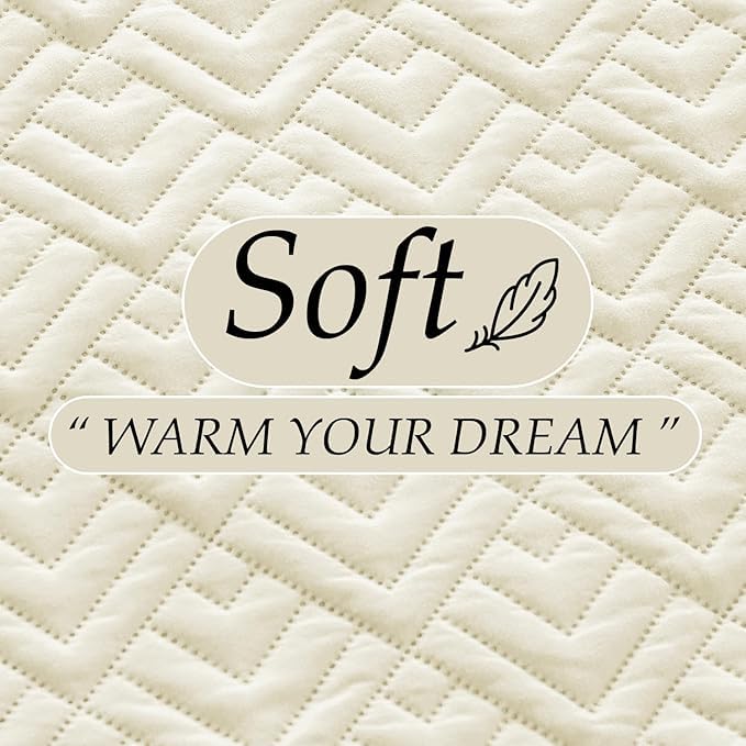 Image of BSB HOME 100% Cotton Ultrasonic Quilted Bedspread Set - 280 Thread Count, Stitch-Free Soft Lightweight Coverlet, King Size 90x100 Inches, Bed Cover with 2 Pillow Cases (Beige)