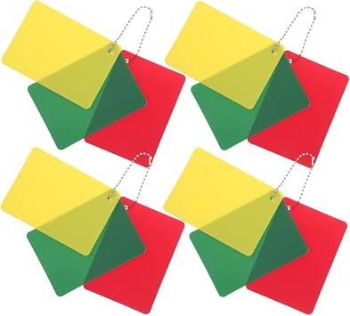 NOLITOY 4 Sets Soccer Referee Cards Red Yellow Green Portable Multi Sport Warning Tools Football Volleyball Match Discipline Fairness PP Plastic Penalty Kits Gears Pro Accessories Length 3.54 Inch