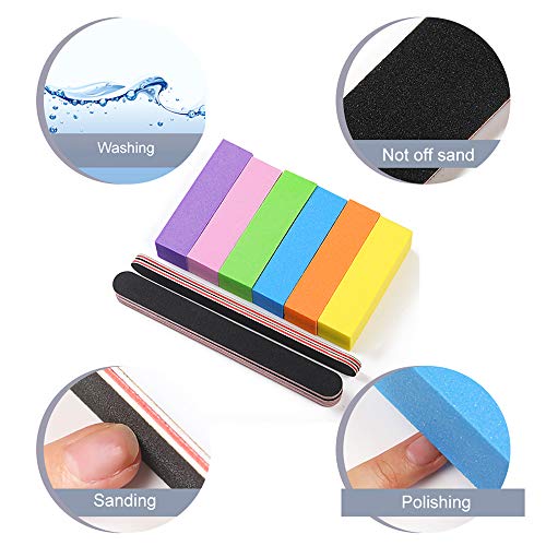 Nail Files and Buffers for Acrylic Nails, Manicure Pedicure Nail, Professional Colorful Tools Kit Rectangular Art Care Buffer Block Tools 100/180 Grit - Thumbnail 5