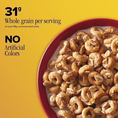 Image of Cheerios Oat Crunch Cinnamon Breakfast Cereal, Made with Whole Grain, Family Size, 24 oz