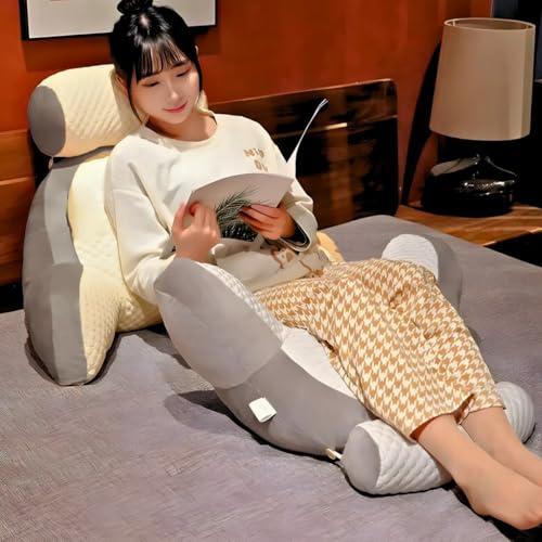 Almofada de Leitura Ergonômica com Encosto de Pelúcia, Capa Removível em Seda Gelada, 5 Cores Dispon