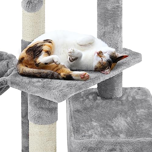 Torre para gatos Topeakmart 34 pulgadas con cubierta de felpa y condominio miniatura 6