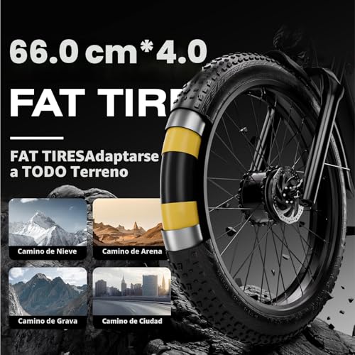 Miniatura 8 de Tifgalop Bicicleta Eléctrica Para Adultos, Bicicleta Eléctrica Todoterreno De 26 Pulgadas, Motores Duales, Amortiguadores Dobles, 7 Velocidades, Batería De 52 V 21 Ah, Alcance De Hasta 40-80 Km