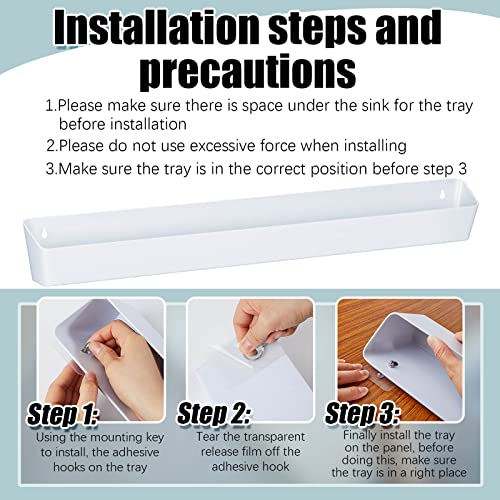 Image of Umigy 2 Pack 30 inch Kitchen Sink Tip Out Tray, False Drawer Front Flip Tray with Hinges & Clips, Sink Sponge Soap Organizer for Kitchen Bathroom, White