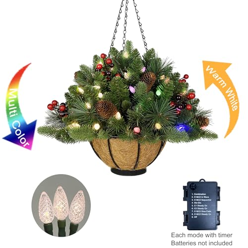 Amazon - 18-Inch Pre-Lit Christmas Hanging Basket - image 7