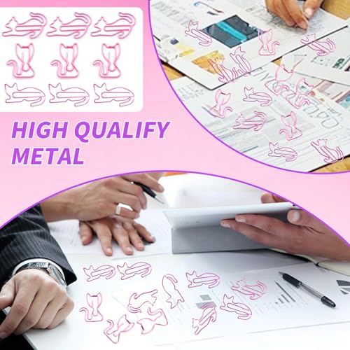 Hesena 102 Pcs Pink Cat Metal Paper Clips, Cute Animals Originality PaperClips, Fun Office and School Supplies for Organizing Documents (Pink -Cat) by Hesena - Image 6