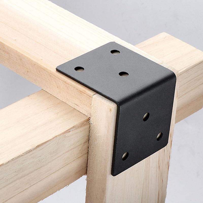 4Pcs Black Angle Brackets 70*70*50MM,L Repair Connector,Stainless Steel Angle Reinforced Metal Braces for Furniture Fixing - Image 3