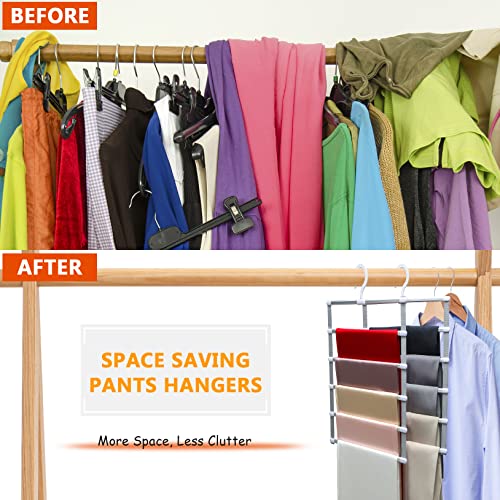 2 Pack Closet-Organizer-Pants-Hangers,Folding Non-Slip-Closet-Organizers-And-Storage,Al Alloy Magic Hangers Space Saving For Travel-Accessories Trousers Scarves Jeans,Home-College-Dorm-Room-Essentials #TOP1