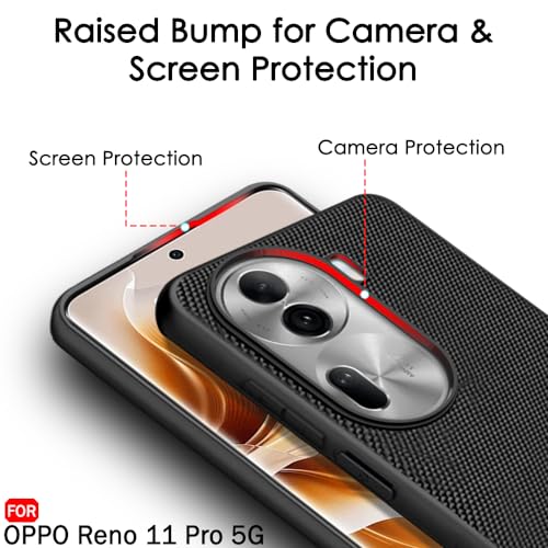 Image of TheGiftKart Back Cover Case for Oppo Reno 11 Pro 5G | Slim & Lightweight | Ultra-Premium Design | Camera Protection Bump | Fabric Texture Case Cover (PC & TPU, Black)