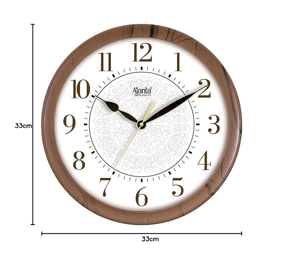 Image of Ajanta Quartz Plastic Real Silent Sweep Movement Designer Analog Wall Clock (341X51X341Mm) (Mahogany)