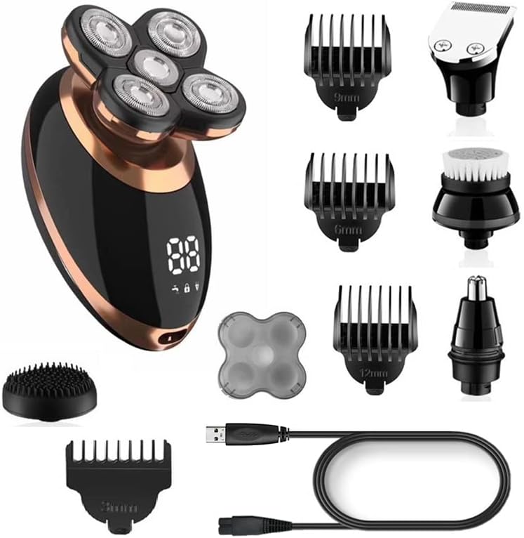 Head Shavers for Bald Men, Waterproof 5in1 electric razor for men rechargeable electric shaver beard hair trimmer bald head shaving machine powerful kits