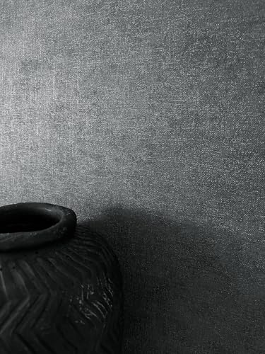 Newroom Carta da Parati Antracite Tessuto Non Tessuto Tinta Unita - Moderna Minimalista Effetto Lino Struttura Tessile per Soggiorno Camera da Letto