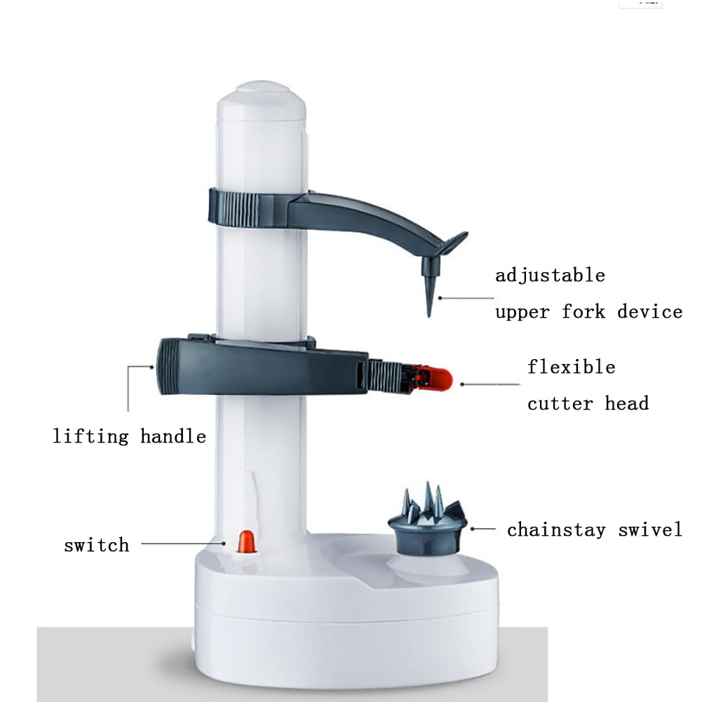 Pelapatate Elettrico, Pelapatate Automatico, Pelapatate Automatico con Resistente Acciaio Inossidabile 1 Adattatore 2 Lame Extra, Facile Da Usare Ed Ecologico, per Frutta Verdura Patate Mango