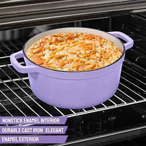 Roydx Dutch Oven Pot With Lid, Enameled Cast Iron Coated Dutch Oven 4 Qt Deep Round Oven, Non-Stick Pan With Dual Handle For Braising Broiling Bread Baking Frying, For Open Fire Stovetop Camping #TOP5
