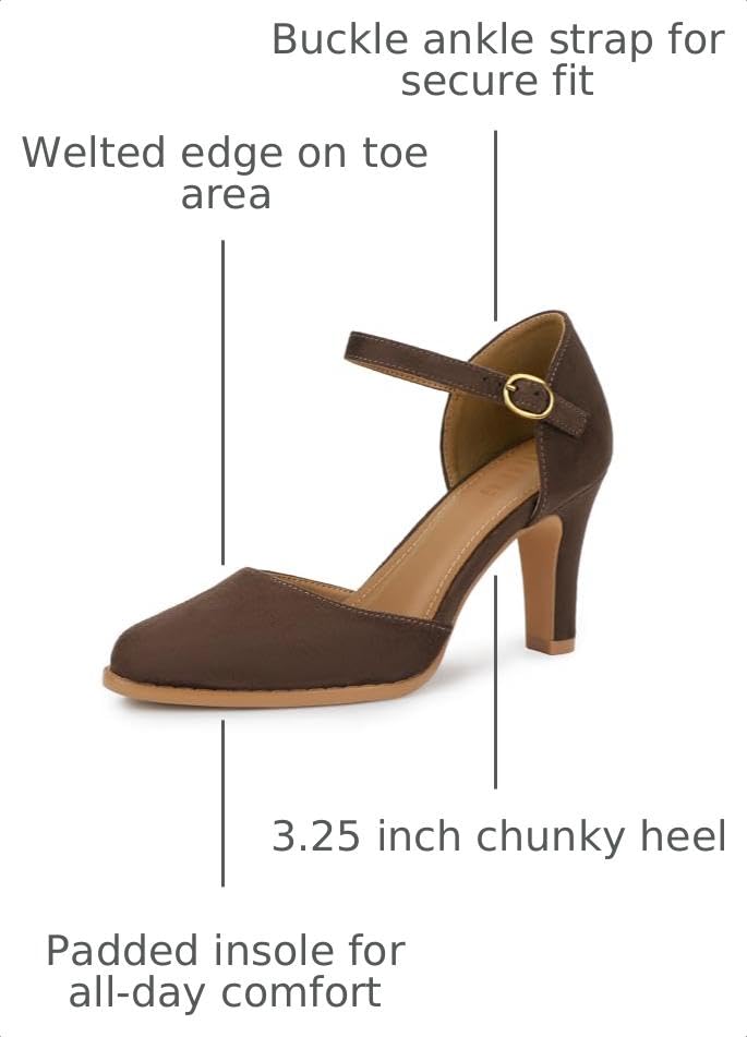 Image of IDIFU IN3 Closed Toe Chunky High Heels Comfortable Dress Shoes for Women