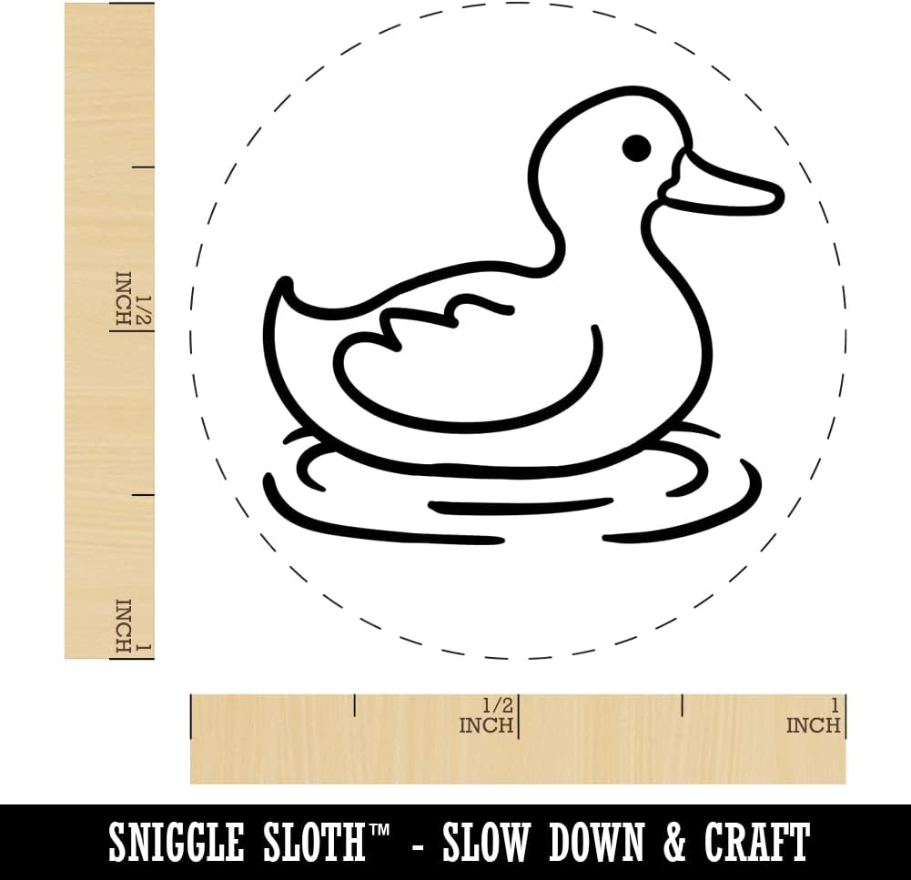 Delightful Duck Swimming on Water Self-Inking Rubber Stamp Ink Stamper for Stamping Crafting Planners - 1-1/2 Inch Large - Black Ink