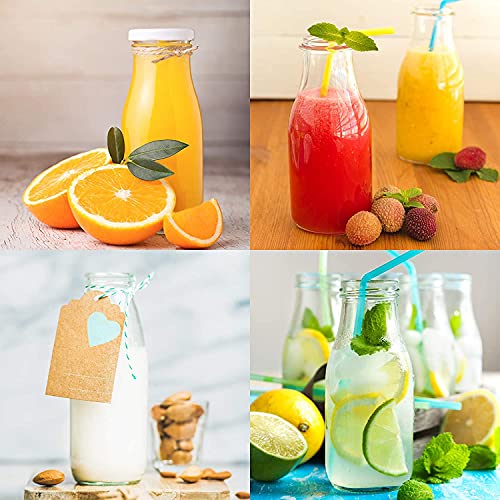 Superlele 12Pcs 12Oz Glass Juice Bottles, Reusable Glass Bottles With Caps And Straws, Glass Bottles For Juicing, Milk, Smoothie, Drinking And Other Beverages #TOP5