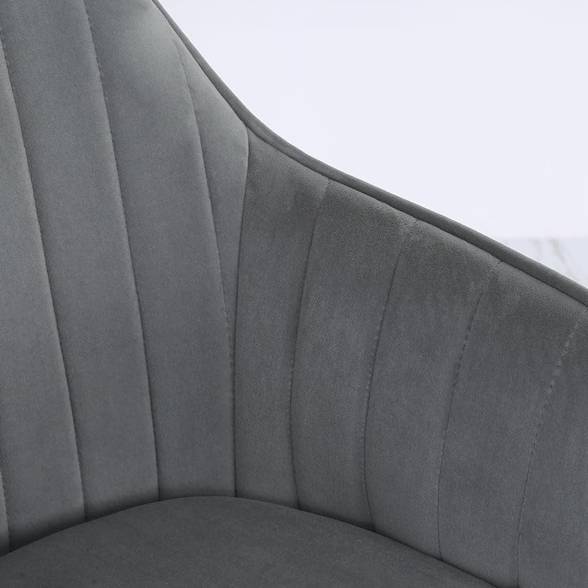 Image of Velvet Accent Chair with Matching Pouffe & Floral Cushion | Modern Upholstered Armchair with Gold Metal Legs | Lounge Chair for Living Room, Bedroom, Office, Guest Room (Dark Grey)