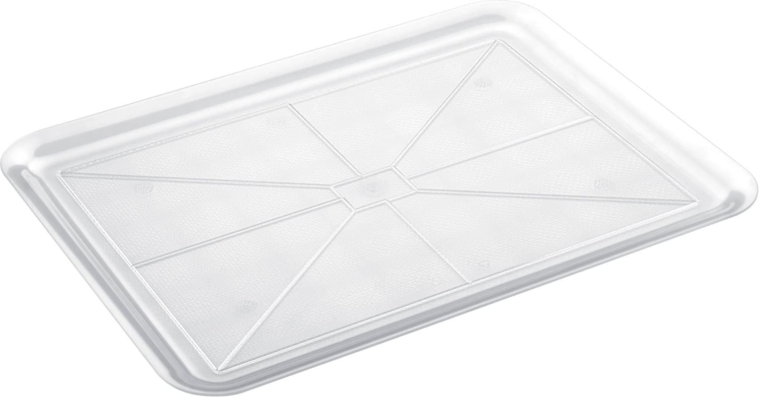 4 Bandejas de Plástico Duro, 50x37cm, Color Transparente, Bandeja Rectangular, para Servir, Autoservicio, Fast Food, Apto para Lavavajillas, Resistente, Plástico PS