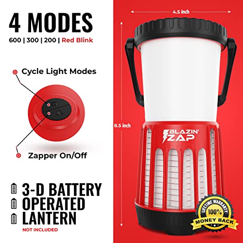 Blazin Led Bug Zapper Lantern ǀ Ultraviolet Camping Mosquito Killer Light Indoor ǀ Outdoor Bug Fly Moth Zapping Lamp ǀ 3-D Battery Powered ǀ 4 Modes - 600 Lms - 46 Hrs ǀ #TOP6
