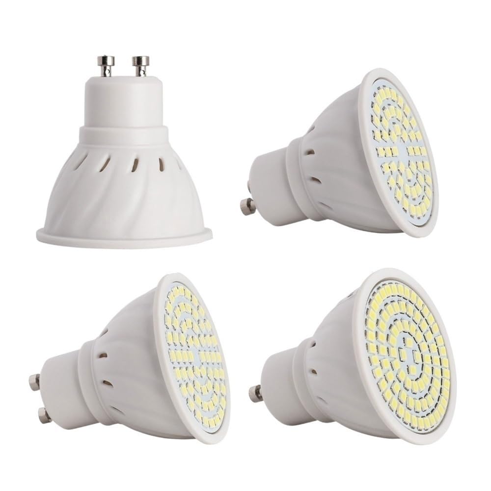 YSJX lighting, Paquete de 20, bombilla de foco LED GU10 AC220V lámpara LED 48/60/80LED 2835SMD foco de lámpara LED Bombillas para el hogar(Warm White,5W 80LED GU10)