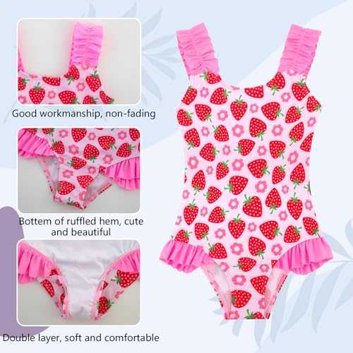 Image of XiaoMoSha Girls One Piece Swimsuit Ruffled Straps Bathing Suits Summer Swim Suit Quick Dry Beach Swimwear for Kids 3-10 Years