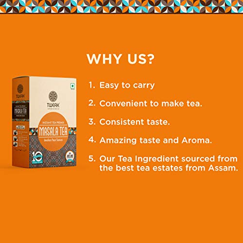 Image of Tweak Instant Tea Premix Masala and Elaichi Tea Sachet Combo (20 Sachets) |Desi Indian Chai Tea Premix Powder | (16g X 10 Sachets in One Pack) (Pack of 2, Masala Chai + Elaichi Tea)