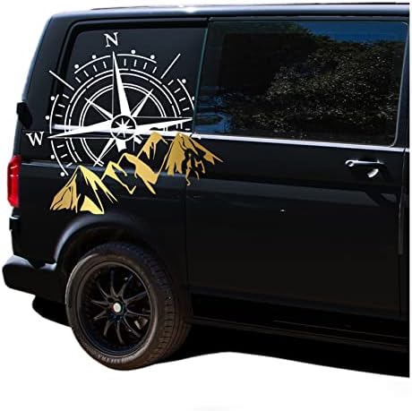 Berg kompas auto kap sticker, Asudaro waterdichte PVC auto kompas sticker berg kompas reflecterende sticker vinyl sticker geschikt voor SUV auto lichaam zijdeur boot 40 x 32 cm