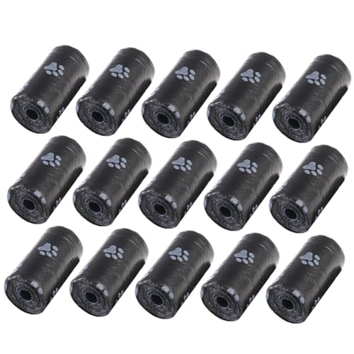 GRIRIW 15Rolls Pet Waste Bags Disposable Garbage Bags with Leak and for Dog Walking and Outdoor Use Black Color