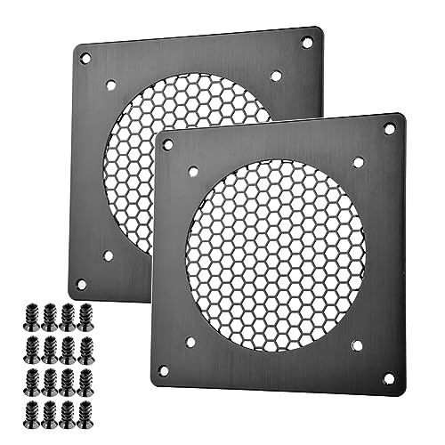 Euroharry Rejilla de ventilación de 120 mm para PC, ordenador, AV, armarios electrónicos, (metal cepillado, 1 pieza) (2 unidades)