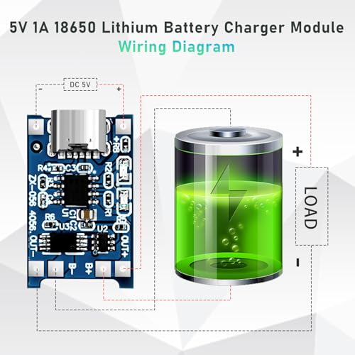 AYWHP 10PCS 5V 1A 18650 Lithium Battery Charger Module,Type-C USB 5V 1A Li–Ion Lithium Akku Ladeplatine Modul mit doppelten Schutzfunktionen