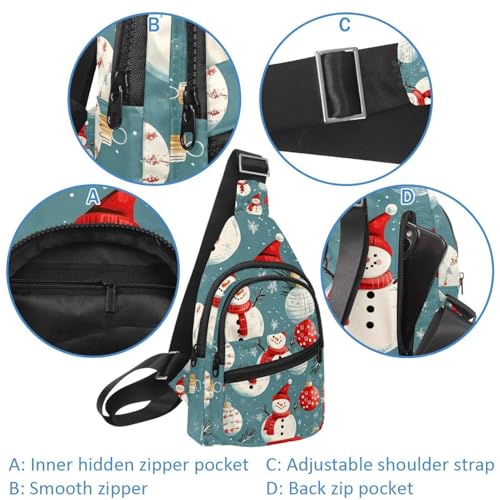 Mochila cruzada de muñeco de nieve ajustable para excursiones en Navidad 2