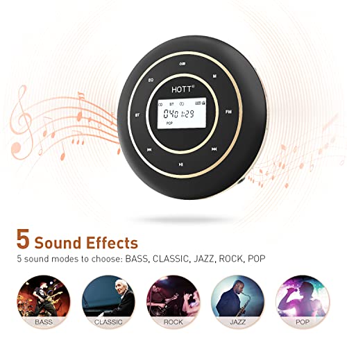 Hott C105 Portable Cd Player With Larger Lcd Display, Cd Player Portable For Car With Bluetooth And Fm Transmitter, Walkman Cd Player With Headphone Jack Aux Cable For Kids Adults - Home Travel #TOP2