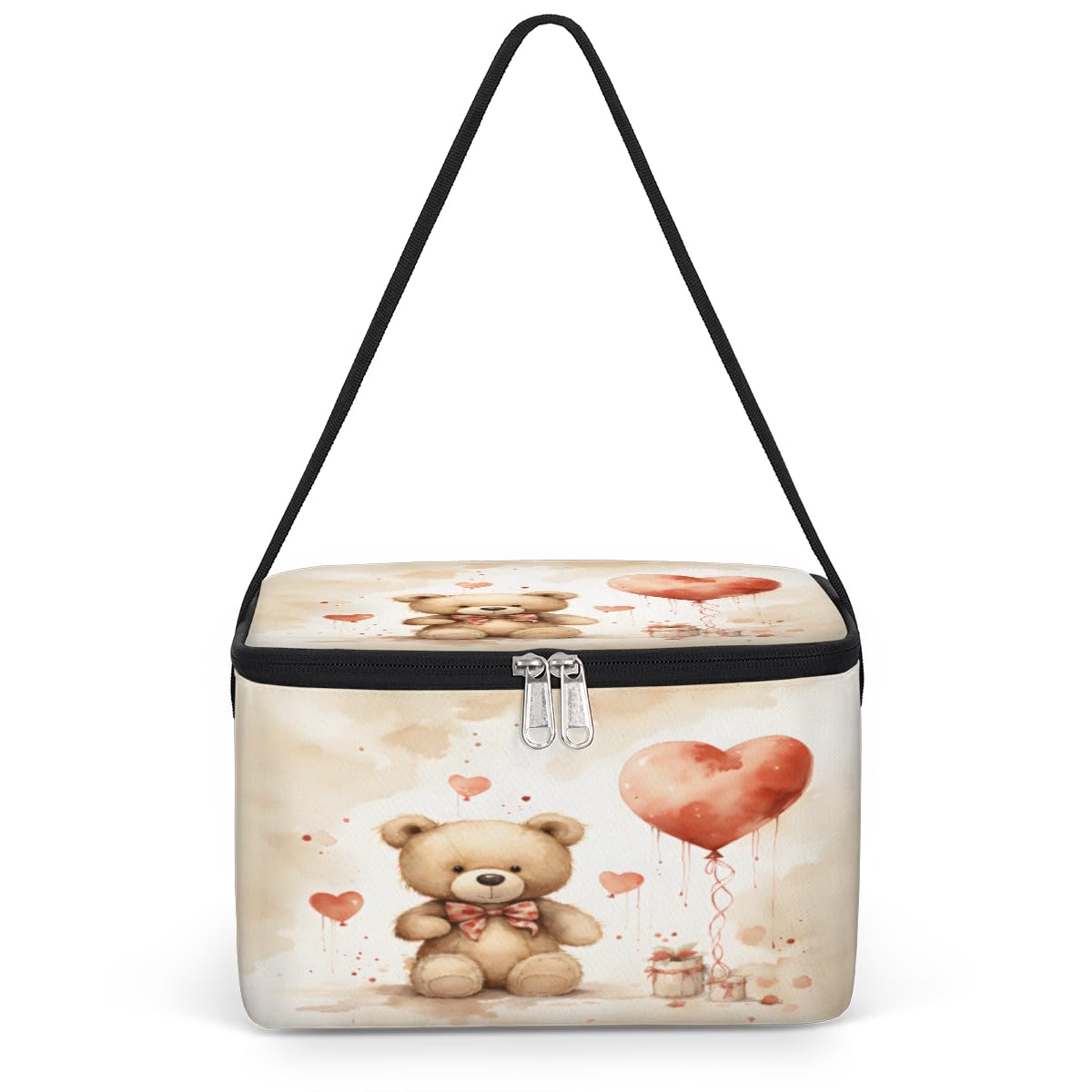 Valentine's Day Bear Lunch Bags for Women Men 9 Cans, Hot & Cold Food Delivery Bag Insulated Grocery Bag Insulated Lunch Box Cooler Bag for Office Work Picnic Beach