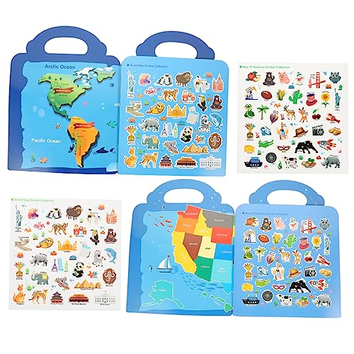 CIYODO 2 libro di adesivi della mappa book libri caa libri adesivi bambini kid adesivi cartoni animati per bambini adesivi americani adesivi per bambini adesivi decorativi da parete pv