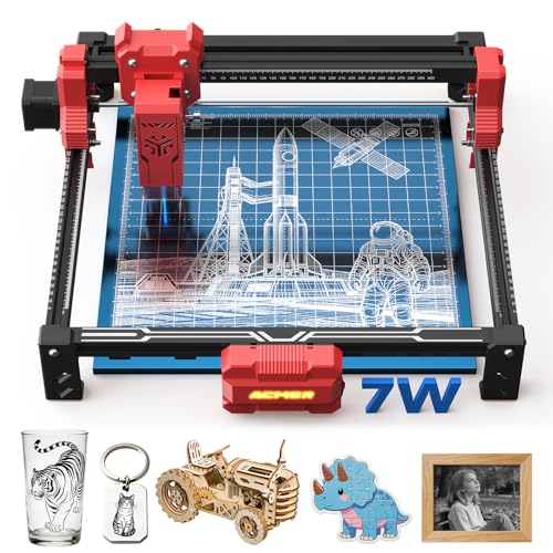 Image of ACMER Laser Engraver Machine, Upgrade S2 7000mW Laser Cutter, 0.01mm Precision, 300x300mm Engraving Area, 10000mm /min Speed, for Wood, Metal, Acrylic, Leather, DIY & Education